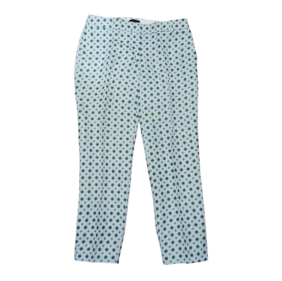 J. Crew Cafe Capri Pants Silk Linen Blue Frost Foulard Print - Picture 2 of 8